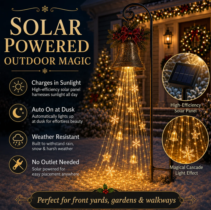 🔥Hot Sale 40% OFF🎄 Christmas Bell Cascade Solar Yard Light✨