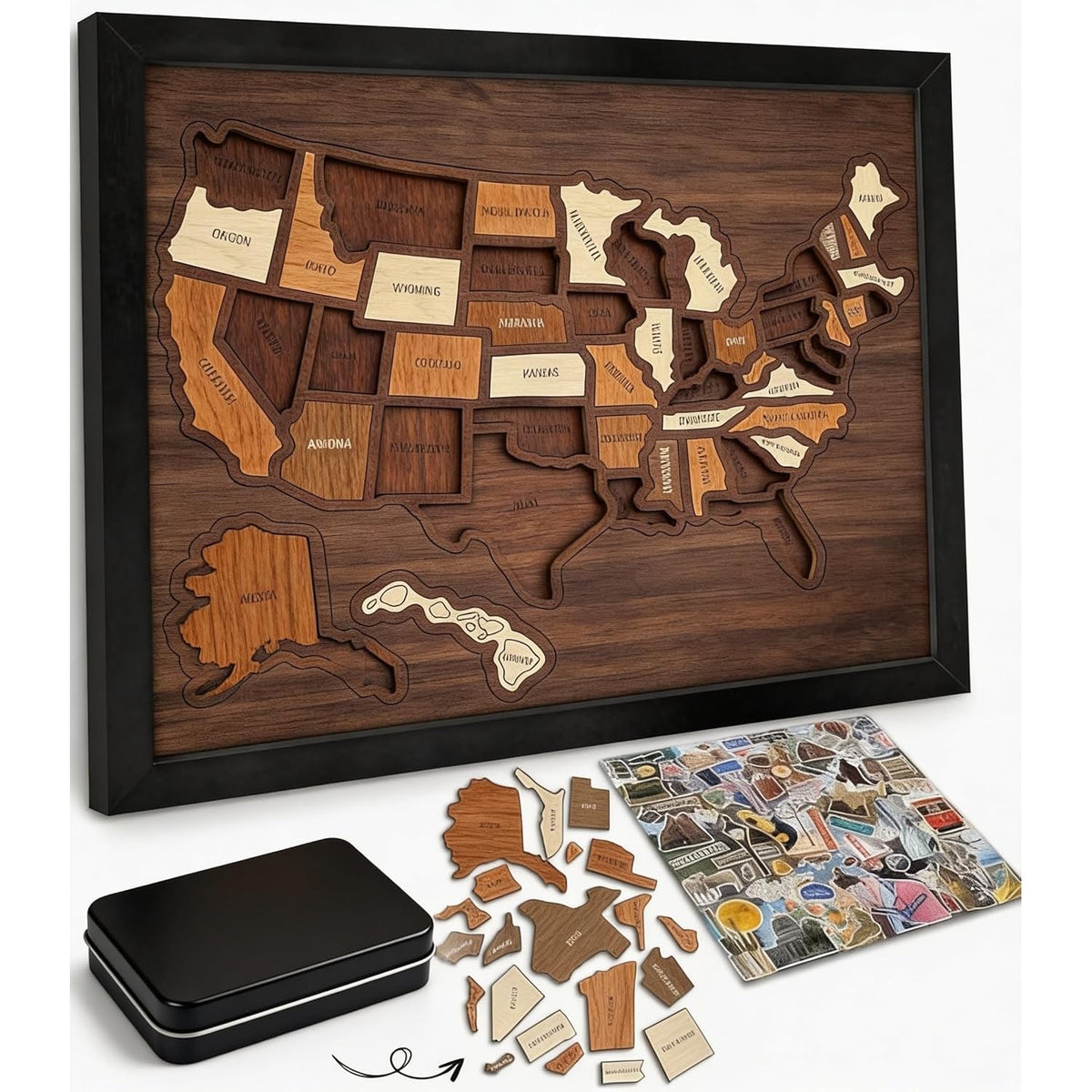 🔥USA Wooden Travel Map Puzzle for Adventure Lovers 🔥
