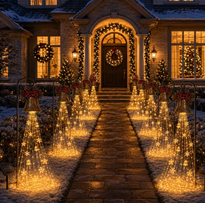 🔥Hot Sale 40% OFF🎄 Christmas Bell Cascade Solar Yard Light✨