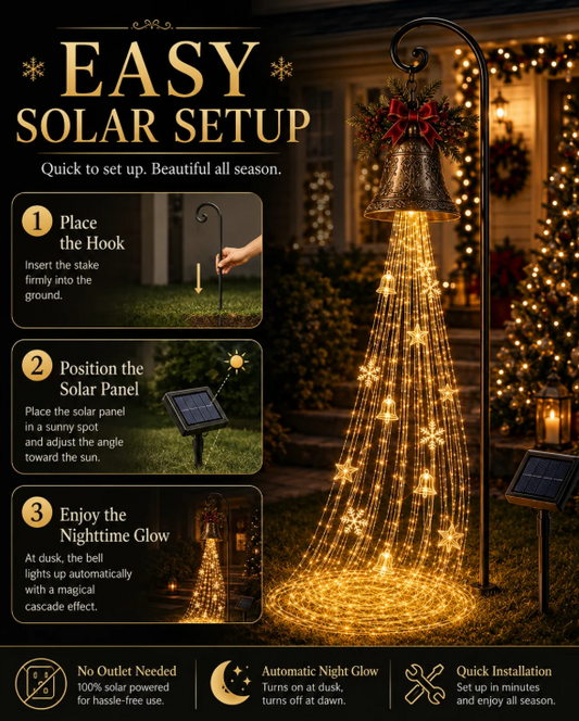 🔥Hot Sale 40% OFF🎄 Christmas Bell Cascade Solar Yard Light✨
