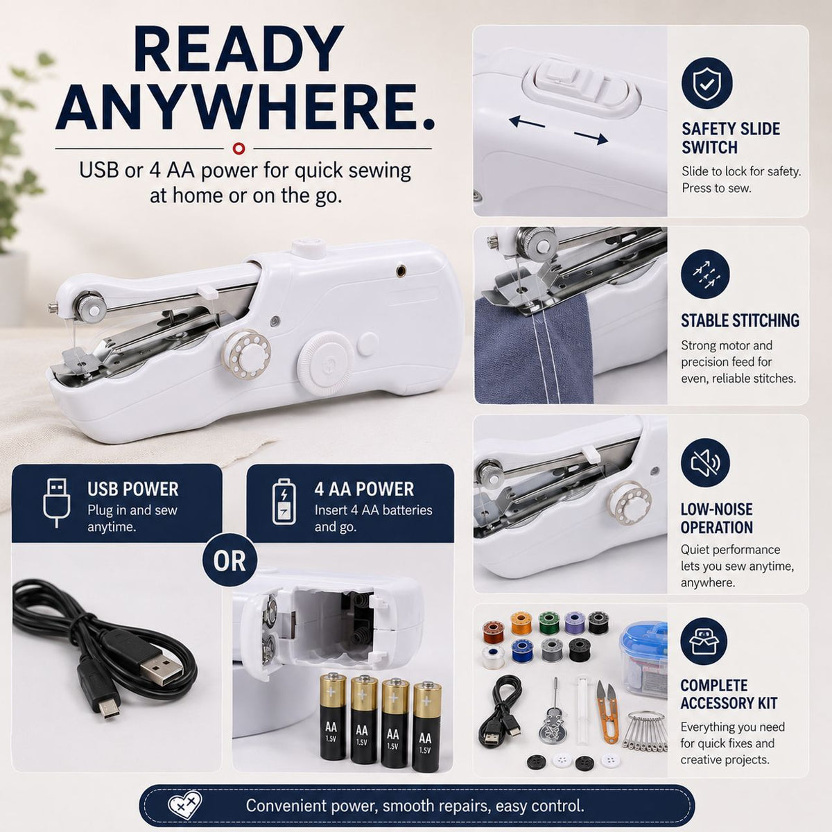 🔥Limited Time Promotion 50% OFF🔥🧵Mini Electric Sewing Machine – Lightweight, Portable & Easy to Use! ✨