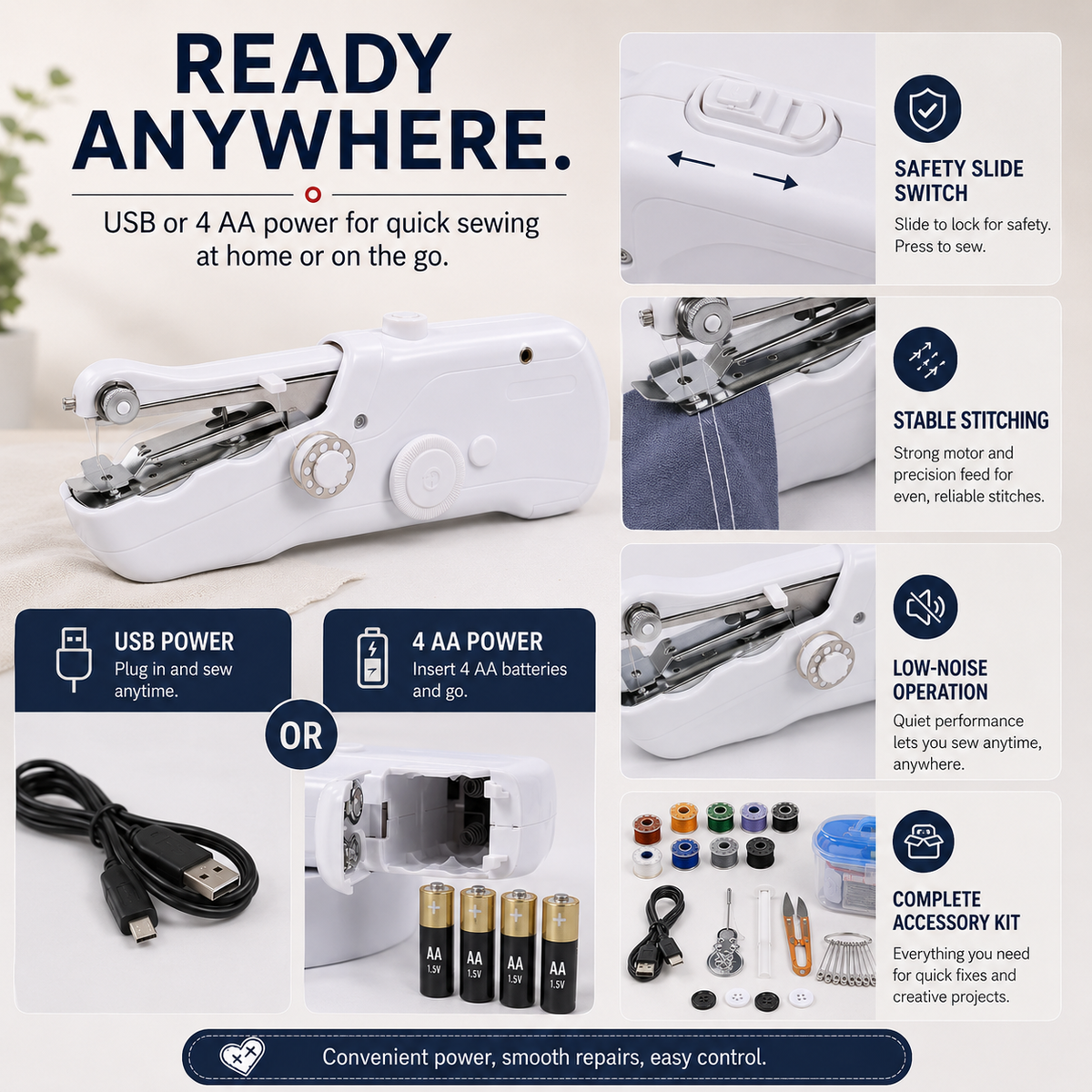🔥Limited Time Promotion 50% OFF🔥🧵Mini Electric Sewing Machine – Lightweight, Portable & Easy to Use! ✨